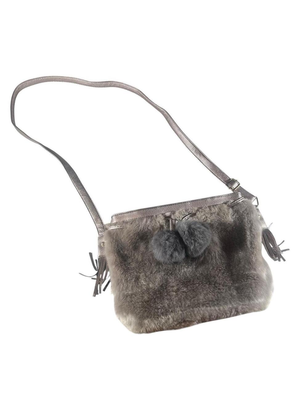 Faux Fur Pom Pom Crossbody Shoulder Bag